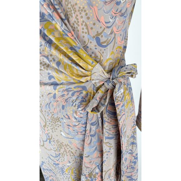 BCBGMAXAZRIA Alberta Long Sleeve Wrap Mini Dress Womens Size Small Pastel - Picture 3 of 11